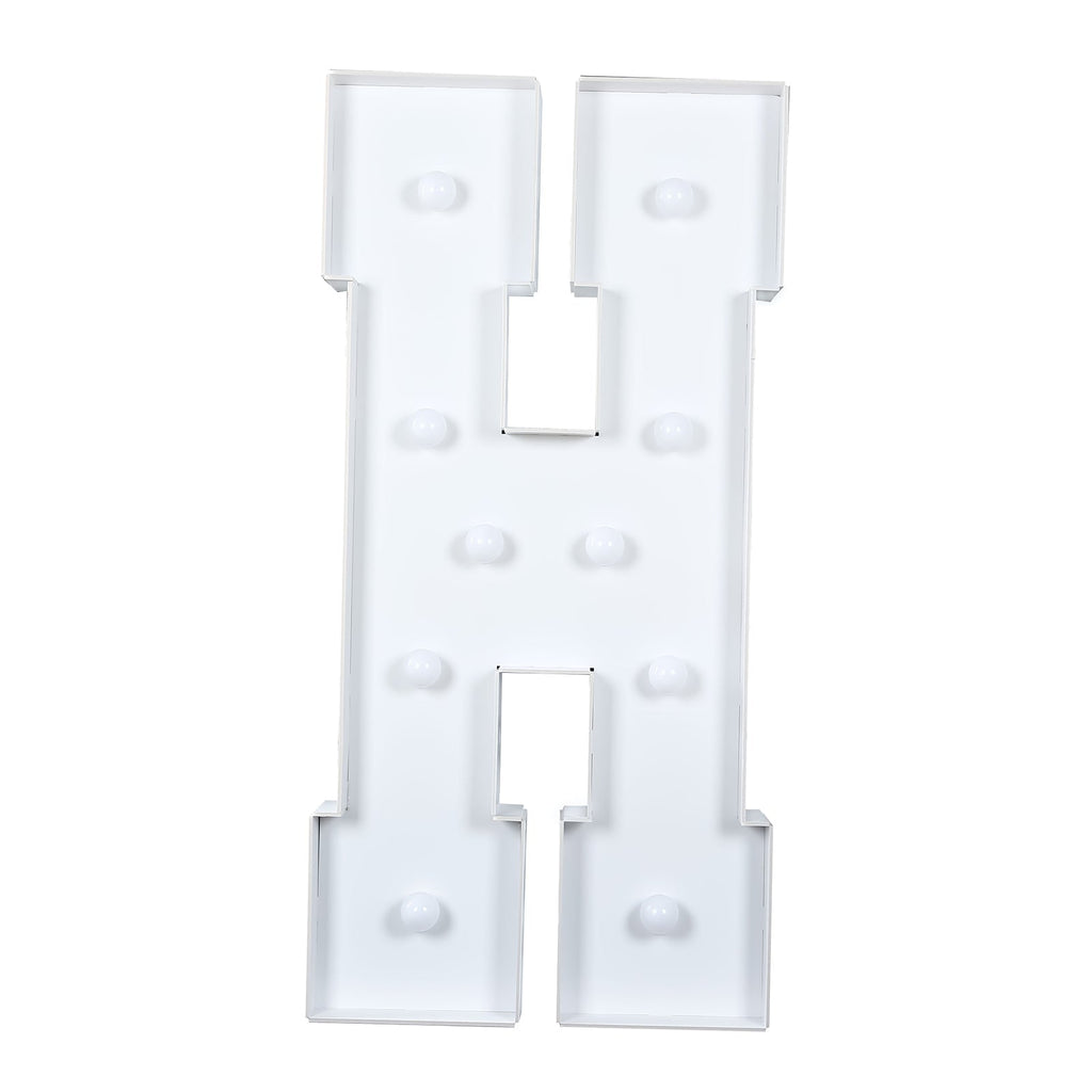 Giant LED Marquee Light Up Letter "H", White 4ft Pre - Cut Foam Board with 10 Warm White Battery Operated LEDs, Glue Gun and Sticks - Bell Racket Store
