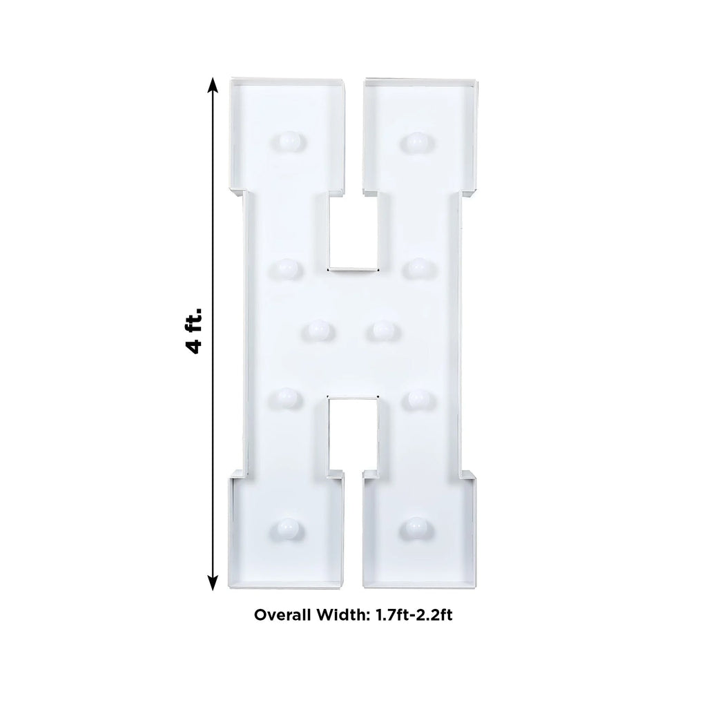 Giant LED Marquee Light Up Letter "H", White 4ft Pre - Cut Foam Board with 10 Warm White Battery Operated LEDs, Glue Gun and Sticks - Bell Racket Store