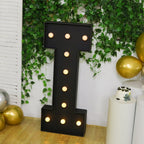 Giant LED Marquee Light Up Letter "I", Black 4ft Pre - Cut Foam Board with 10 Warm White Battery Operated LEDs, Glue Gun and Sticks - Bell Racket Store