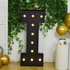 Giant LED Marquee Light Up Letter "I", Black 4ft Pre - Cut Foam Board with 10 Warm White Battery Operated LEDs, Glue Gun and Sticks - Bell Racket Store