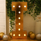 Giant LED Marquee Light Up Letter "I", Gold 4ft Pre - Cut Foam Board with 10 Warm White Battery Operated LEDs, Glue Gun and Sticks - Bell Racket Store