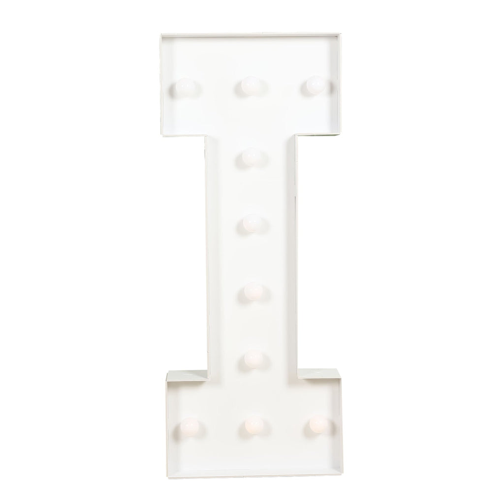 Giant LED Marquee Light Up Letter "I", White 4ft Pre - Cut Foam Board with 10 Warm White Battery Operated LEDs, Glue Gun and Sticks - Bell Racket Store