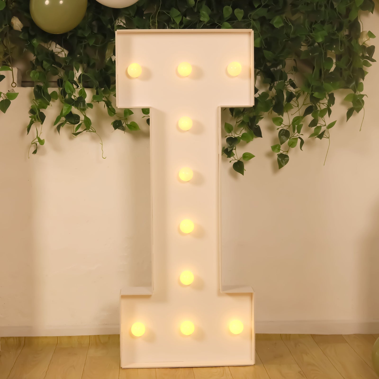 Giant LED Marquee Light Up Letter "I", White 4ft Pre - Cut Foam Board with 10 Warm White Battery Operated LEDs, Glue Gun and Sticks - Bell Racket Store