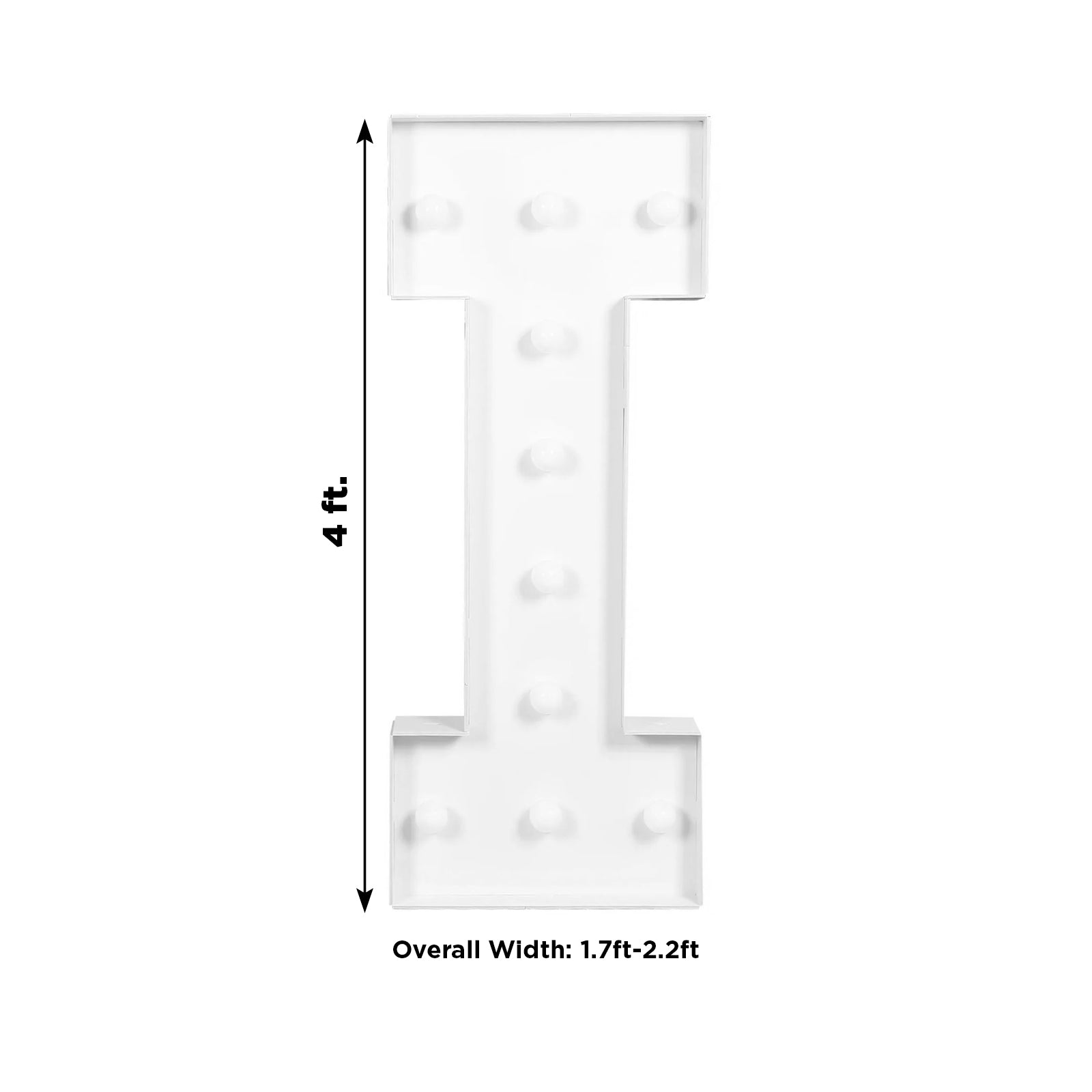 Giant LED Marquee Light Up Letter "I", White 4ft Pre - Cut Foam Board with 10 Warm White Battery Operated LEDs, Glue Gun and Sticks - Bell Racket Store