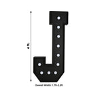 Giant LED Marquee Light Up Letter "J", Black 4ft Pre - Cut Foam Board with 10 Warm White Battery Operated LEDs, Glue Gun and Sticks - Bell Racket Store