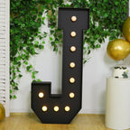Giant LED Marquee Light Up Letter "J", Black 4ft Pre - Cut Foam Board with 10 Warm White Battery Operated LEDs, Glue Gun and Sticks - Bell Racket Store