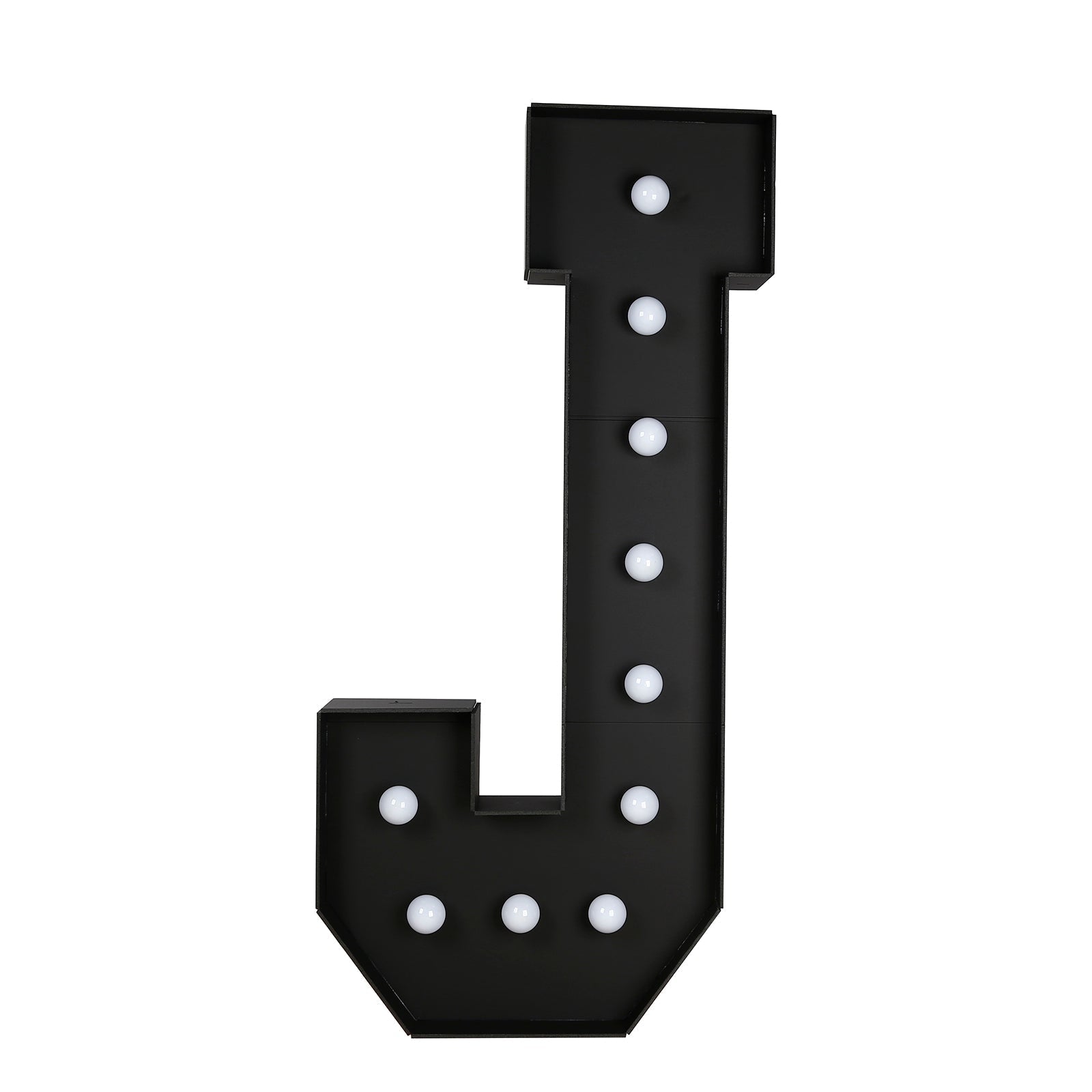 Giant LED Marquee Light Up Letter "J", Black 4ft Pre - Cut Foam Board with 10 Warm White Battery Operated LEDs, Glue Gun and Sticks - Bell Racket Store