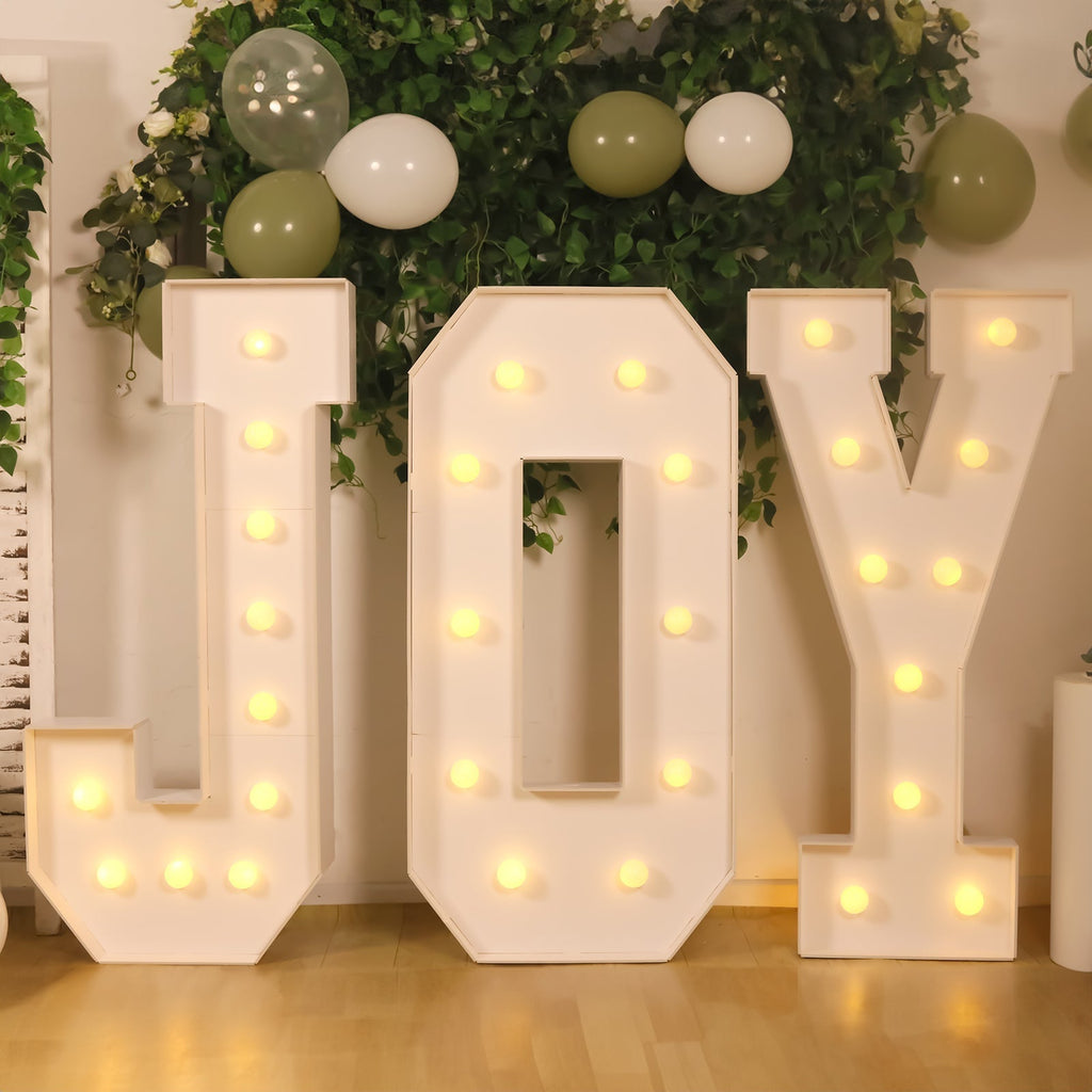 Giant LED Marquee Light Up Letter "J", White 4ft Pre - Cut Foam Board with 10 Warm White Battery Operated LEDs, Glue Gun and Sticks - Bell Racket Store