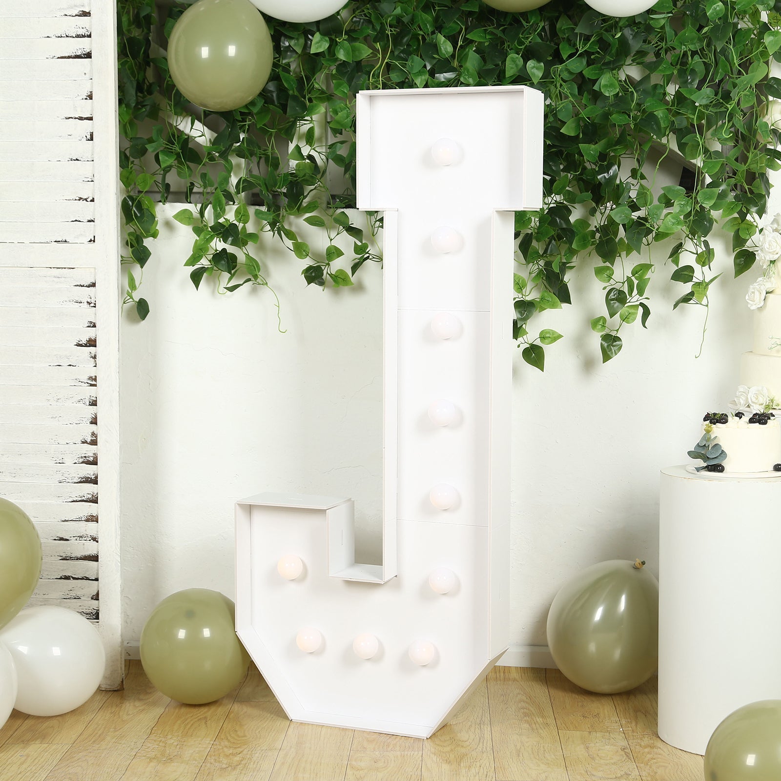 Giant LED Marquee Light Up Letter "J", White 4ft Pre - Cut Foam Board with 10 Warm White Battery Operated LEDs, Glue Gun and Sticks - Bell Racket Store