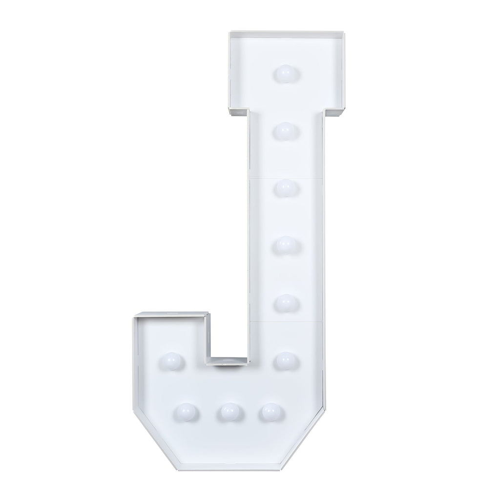 Giant LED Marquee Light Up Letter "J", White 4ft Pre - Cut Foam Board with 10 Warm White Battery Operated LEDs, Glue Gun and Sticks - Bell Racket Store