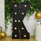 Giant LED Marquee Light Up Letter "K", Black 4ft Pre - Cut Foam Board with 10 Warm White Battery Operated LEDs, Glue Gun and Sticks - Bell Racket Store