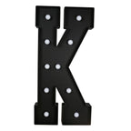 Giant LED Marquee Light Up Letter "K", Black 4ft Pre - Cut Foam Board with 10 Warm White Battery Operated LEDs, Glue Gun and Sticks - Bell Racket Store