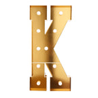 Giant LED Marquee Light Up Letter "K", Gold 4ft Pre - Cut Foam Board with 10 Warm White Battery Operated LEDs, Glue Gun and Sticks - Bell Racket Store