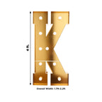 Giant LED Marquee Light Up Letter "K", Gold 4ft Pre - Cut Foam Board with 10 Warm White Battery Operated LEDs, Glue Gun and Sticks - Bell Racket Store