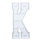 Giant LED Marquee Light Up Letter "K", White 4ft Pre - Cut Foam Board with 10 Warm White Battery Operated LEDs, Glue Gun and Sticks - Bell Racket Store