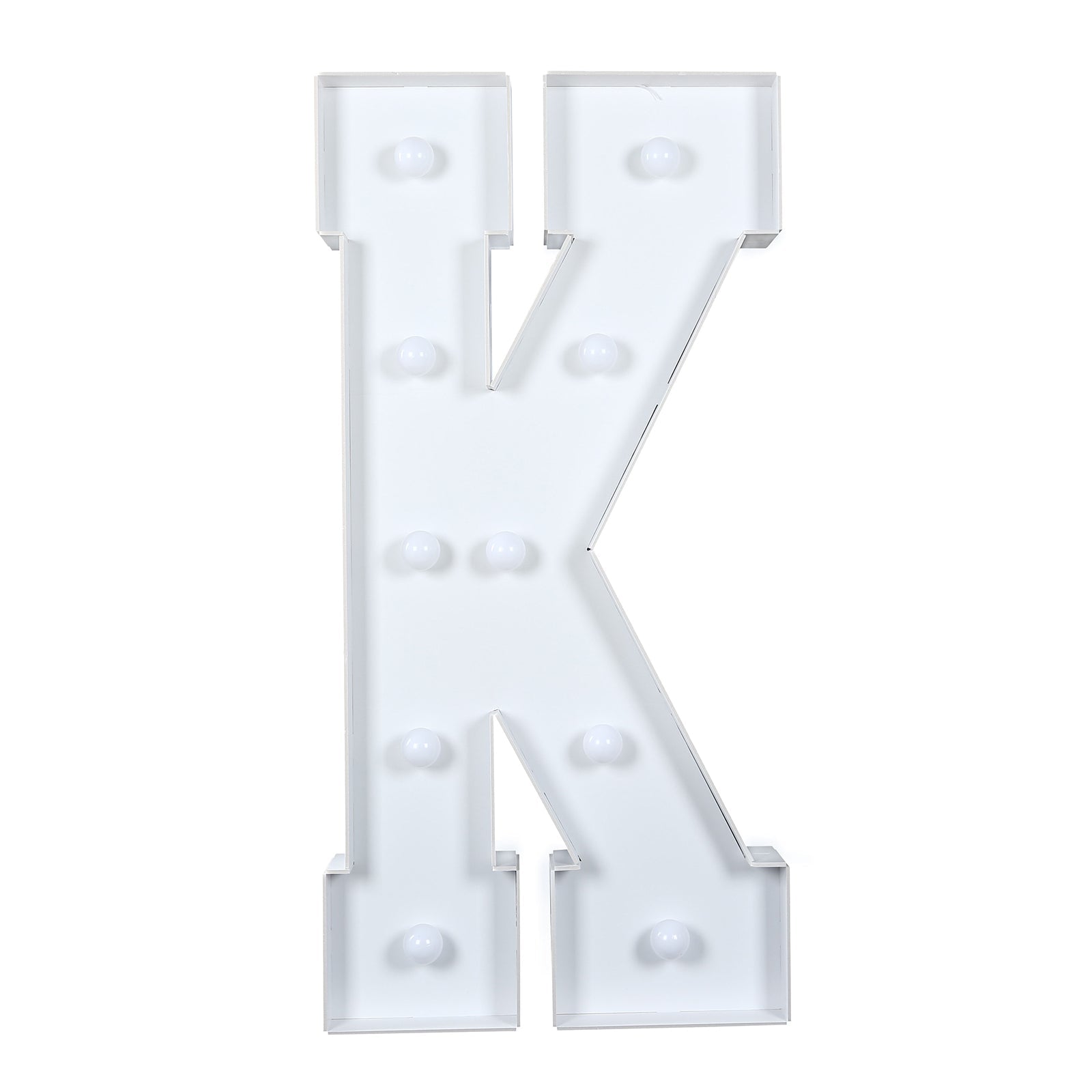 Giant LED Marquee Light Up Letter "K", White 4ft Pre - Cut Foam Board with 10 Warm White Battery Operated LEDs, Glue Gun and Sticks - Bell Racket Store