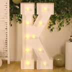 Giant LED Marquee Light Up Letter "K", White 4ft Pre - Cut Foam Board with 10 Warm White Battery Operated LEDs, Glue Gun and Sticks - Bell Racket Store