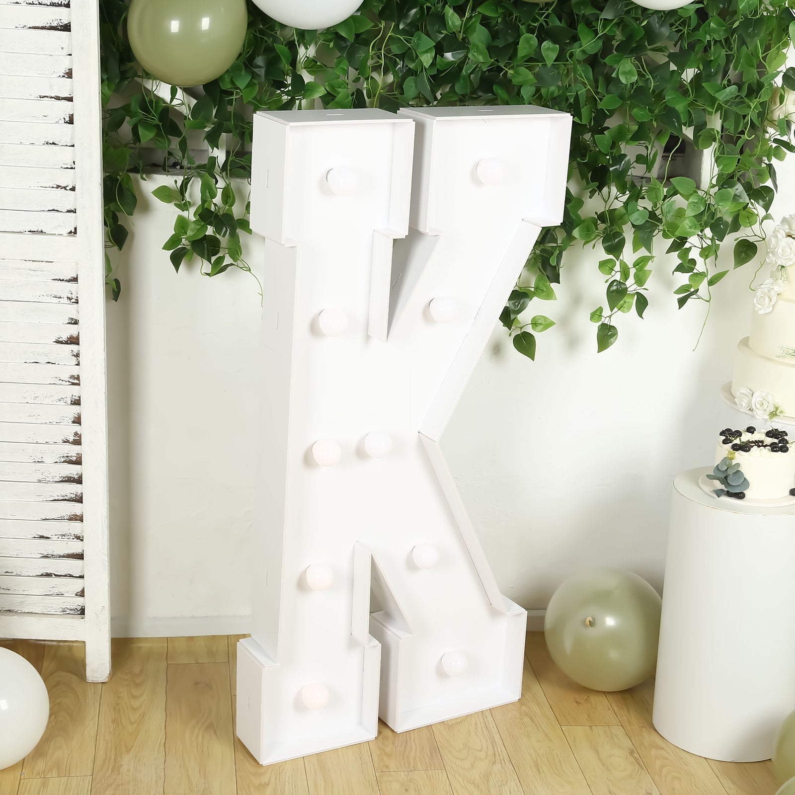 Giant LED Marquee Light Up Letter "K", White 4ft Pre - Cut Foam Board with 10 Warm White Battery Operated LEDs, Glue Gun and Sticks - Bell Racket Store
