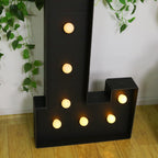 Giant LED Marquee Light Up Letter "L", Black 4ft Pre - Cut Foam Board with 10 Warm White Battery Operated LEDs, Glue Gun and Sticks - Bell Racket Store