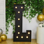 Giant LED Marquee Light Up Letter "L", Black 4ft Pre - Cut Foam Board with 10 Warm White Battery Operated LEDs, Glue Gun and Sticks - Bell Racket Store