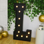 Giant LED Marquee Light Up Letter "L", Black 4ft Pre - Cut Foam Board with 10 Warm White Battery Operated LEDs, Glue Gun and Sticks - Bell Racket Store