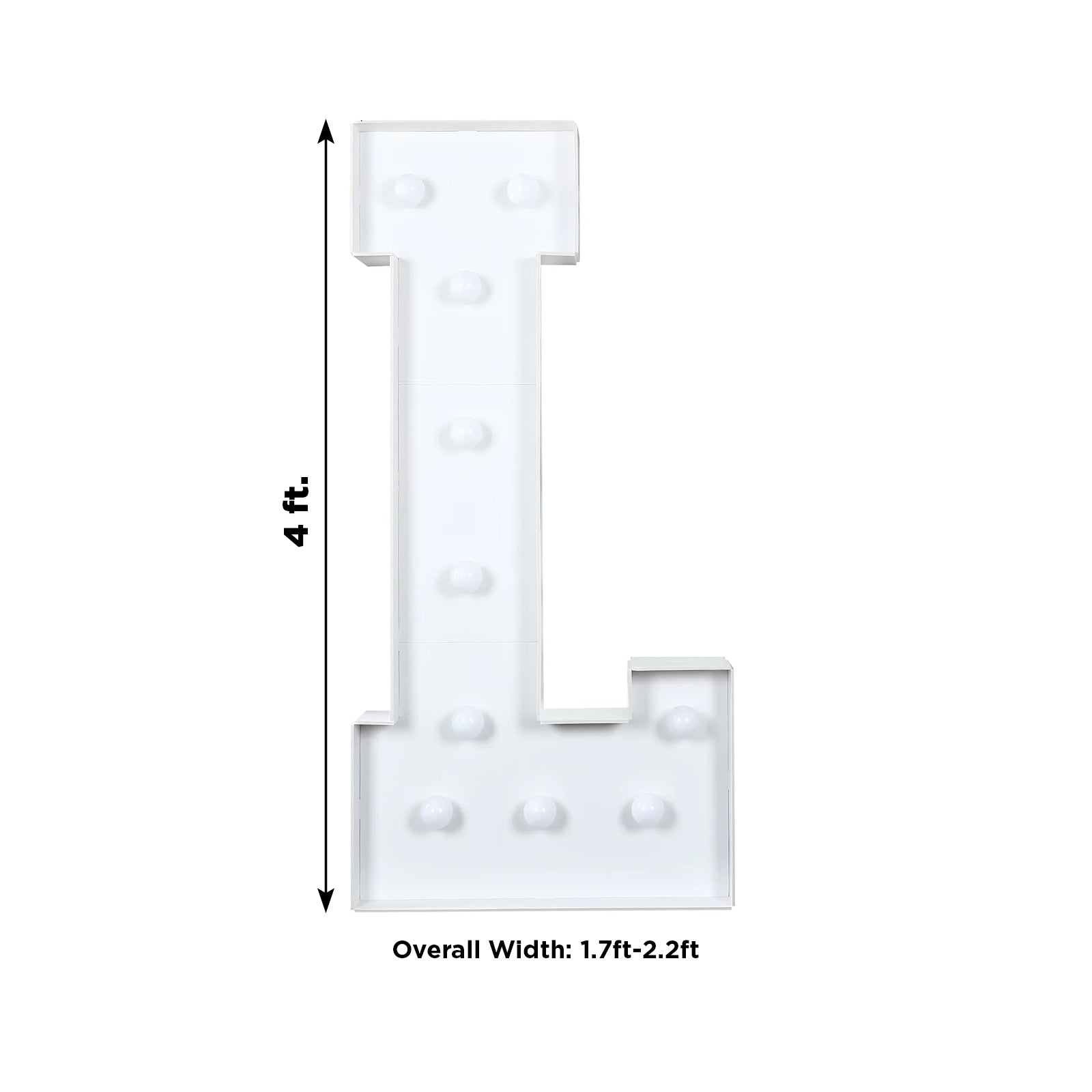 Giant LED Marquee Light Up Letter "L", White 4ft Pre - Cut Foam Board with 10 Warm White Battery Operated LEDs, Glue Gun and Sticks - Bell Racket Store