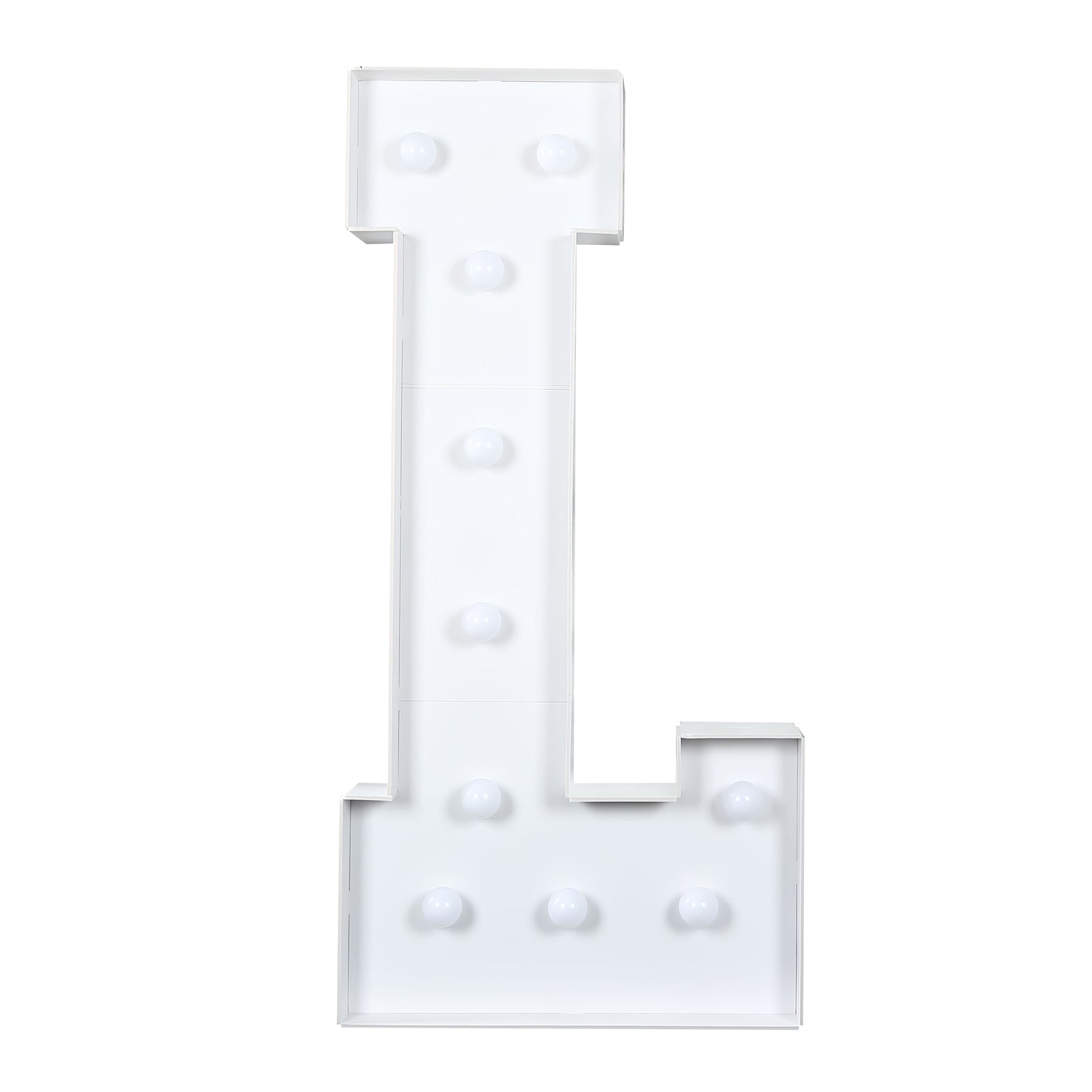 Giant LED Marquee Light Up Letter "L", White 4ft Pre - Cut Foam Board with 10 Warm White Battery Operated LEDs, Glue Gun and Sticks - Bell Racket Store