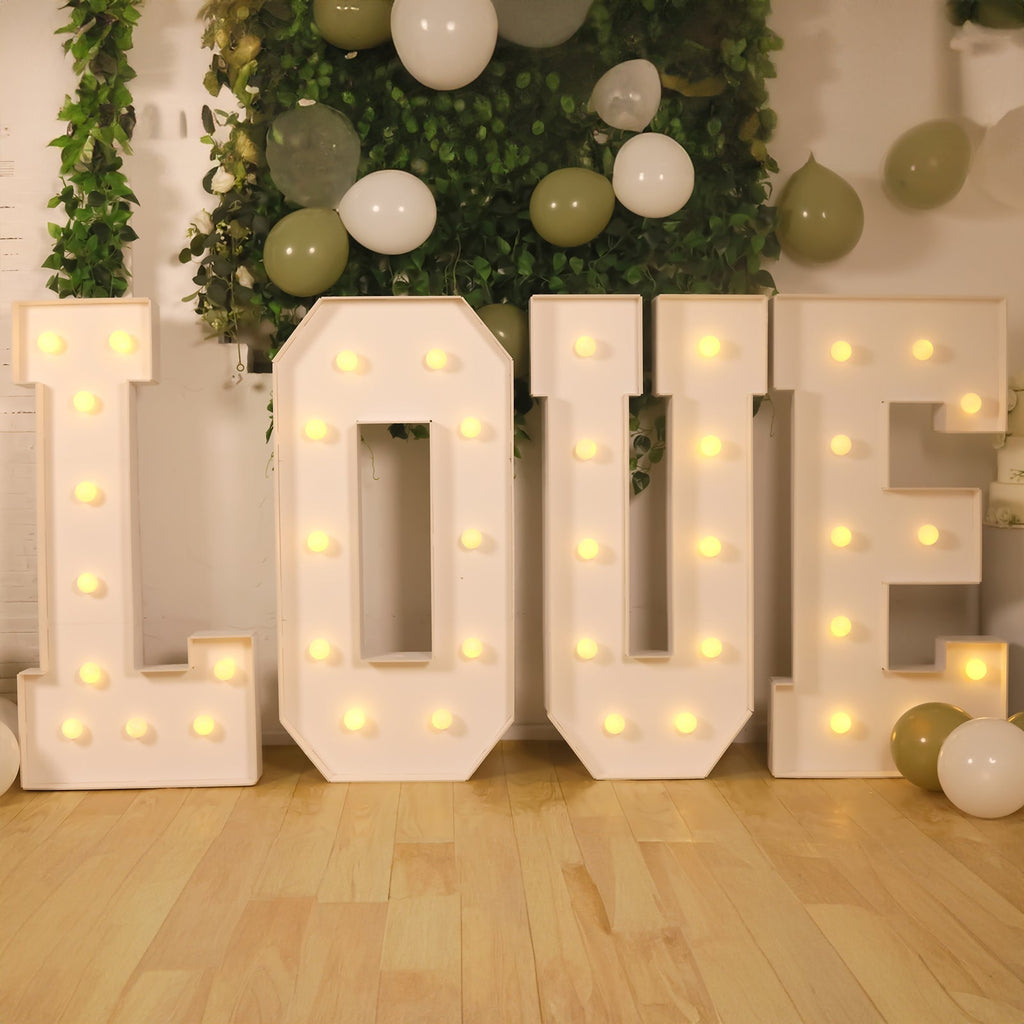 Giant LED Marquee Light Up Letter "L", White 4ft Pre - Cut Foam Board with 10 Warm White Battery Operated LEDs, Glue Gun and Sticks - Bell Racket Store