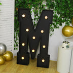 Giant LED Marquee Light Up Letter "M", Black 4ft Pre - Cut Foam Board with 10 Warm White Battery Operated LEDs, Glue Gun and Sticks - Bell Racket Store