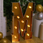 Giant LED Marquee Light Up Letter "M", Gold 4ft Pre - Cut Foam Board with 10 Warm White Battery Operated LEDs, Glue Gun and Sticks - Bell Racket Store