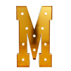 Giant LED Marquee Light Up Letter "M", Gold 4ft Pre - Cut Foam Board with 10 Warm White Battery Operated LEDs, Glue Gun and Sticks - Bell Racket Store