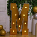 Giant LED Marquee Light Up Letter "M", Gold 4ft Pre - Cut Foam Board with 10 Warm White Battery Operated LEDs, Glue Gun and Sticks - Bell Racket Store