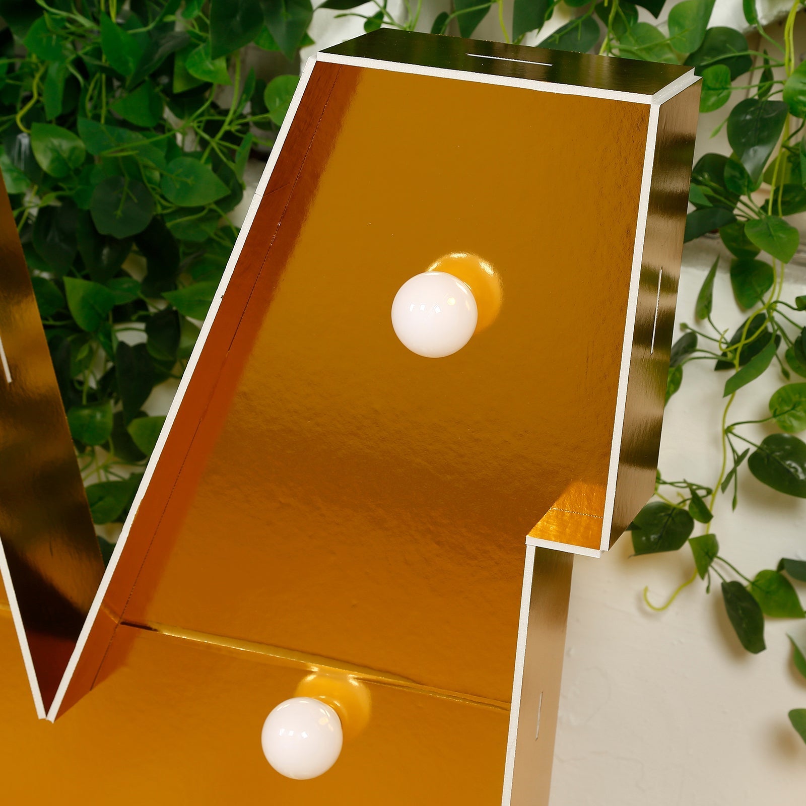 Giant LED Marquee Light Up Letter "M", Gold 4ft Pre - Cut Foam Board with 10 Warm White Battery Operated LEDs, Glue Gun and Sticks - Bell Racket Store