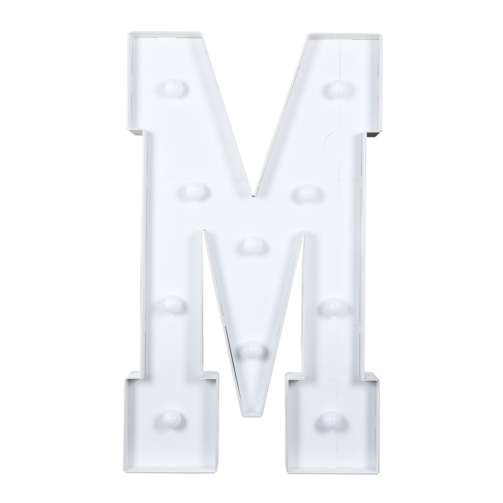 Giant LED Marquee Light Up Letter "M", White 4ft Pre - Cut Foam Board with 10 Warm White Battery Operated LEDs, Glue Gun and Sticks - Bell Racket Store