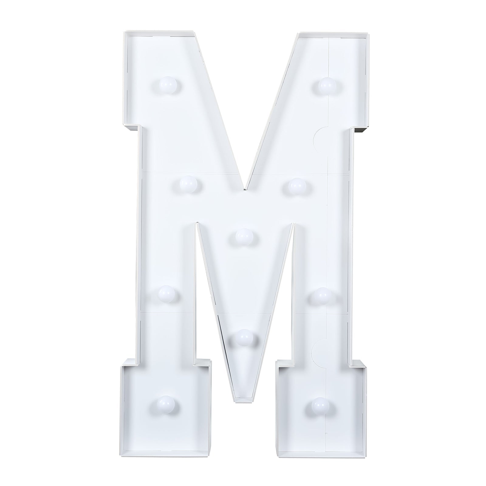 Giant LED Marquee Light Up Letter "M", White 4ft Pre - Cut Foam Board with 10 Warm White Battery Operated LEDs, Glue Gun and Sticks - Bell Racket Store