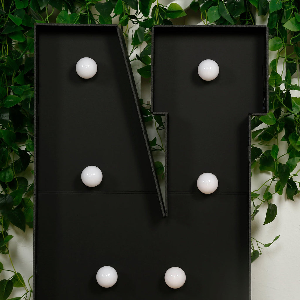 Giant LED Marquee Light Up Letter "N", Black 4ft Pre - Cut Foam Board with 10 Warm White Battery Operated LEDs, Glue Gun and Sticks - Bell Racket Store