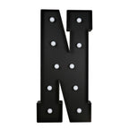 Giant LED Marquee Light Up Letter "N", Black 4ft Pre - Cut Foam Board with 10 Warm White Battery Operated LEDs, Glue Gun and Sticks - Bell Racket Store