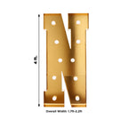 Giant LED Marquee Light Up Letter "N", Gold 4ft Pre - Cut Foam Board with 10 Warm White Battery Operated LEDs, Glue Gun and Sticks - Bell Racket Store