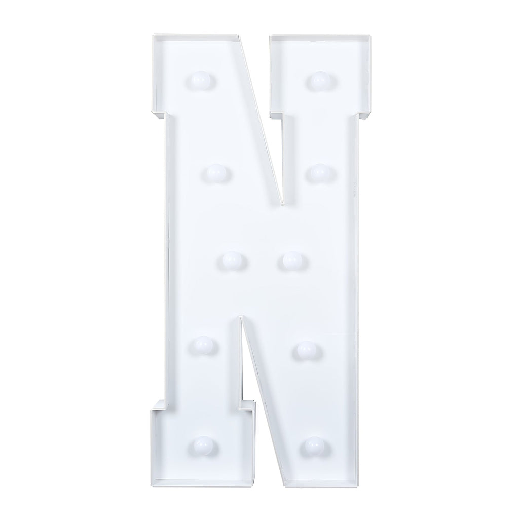 Giant LED Marquee Light Up Letter "N", White 4ft Pre - Cut Foam Board with 10 Warm White Battery Operated LEDs, Glue Gun and Sticks - Bell Racket Store