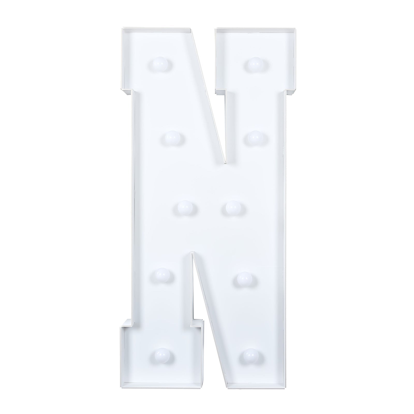 Giant LED Marquee Light Up Letter "N", White 4ft Pre - Cut Foam Board with 10 Warm White Battery Operated LEDs, Glue Gun and Sticks - Bell Racket Store