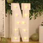 Giant LED Marquee Light Up Letter "N", White 4ft Pre - Cut Foam Board with 10 Warm White Battery Operated LEDs, Glue Gun and Sticks - Bell Racket Store