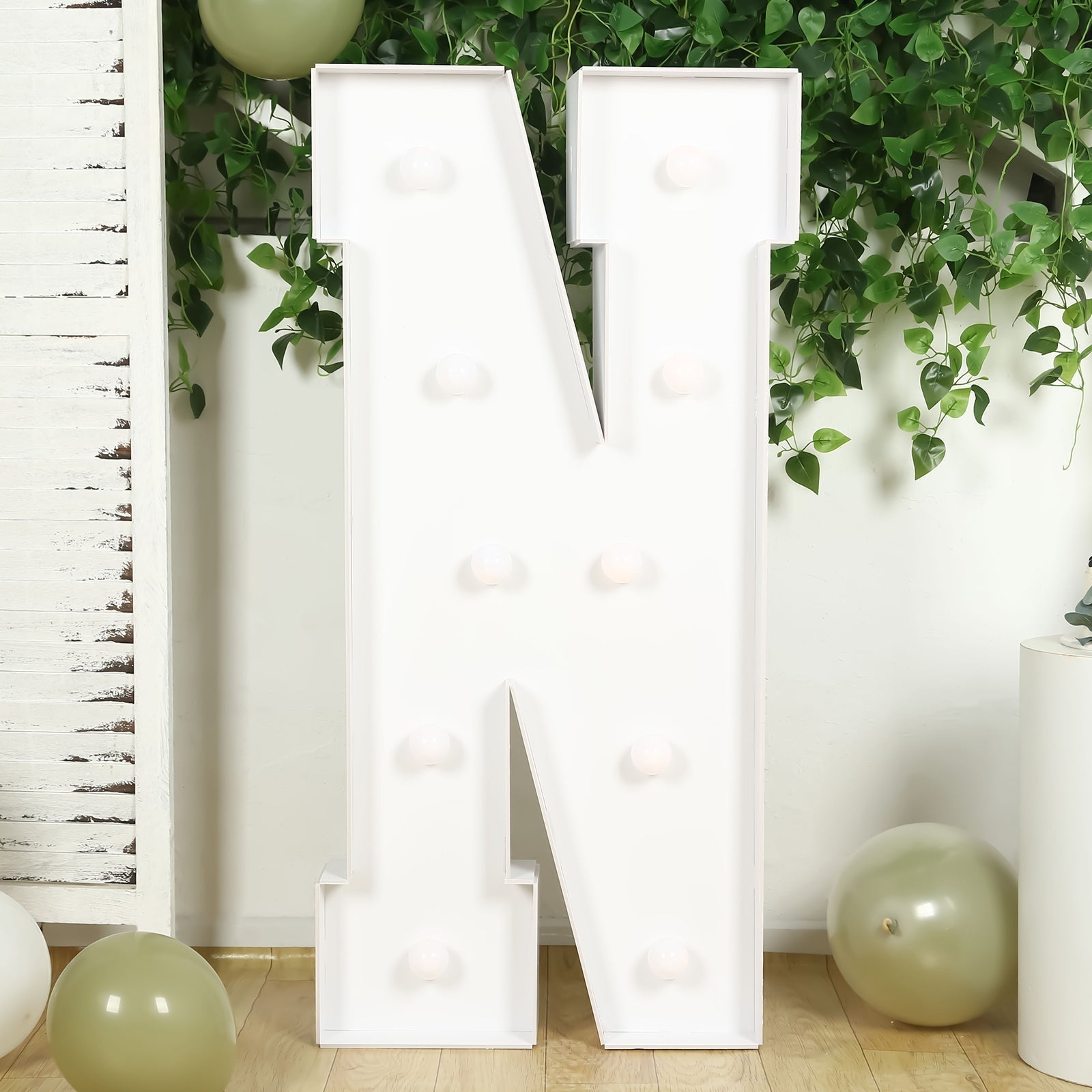 Giant LED Marquee Light Up Letter "N", White 4ft Pre - Cut Foam Board with 10 Warm White Battery Operated LEDs, Glue Gun and Sticks - Bell Racket Store
