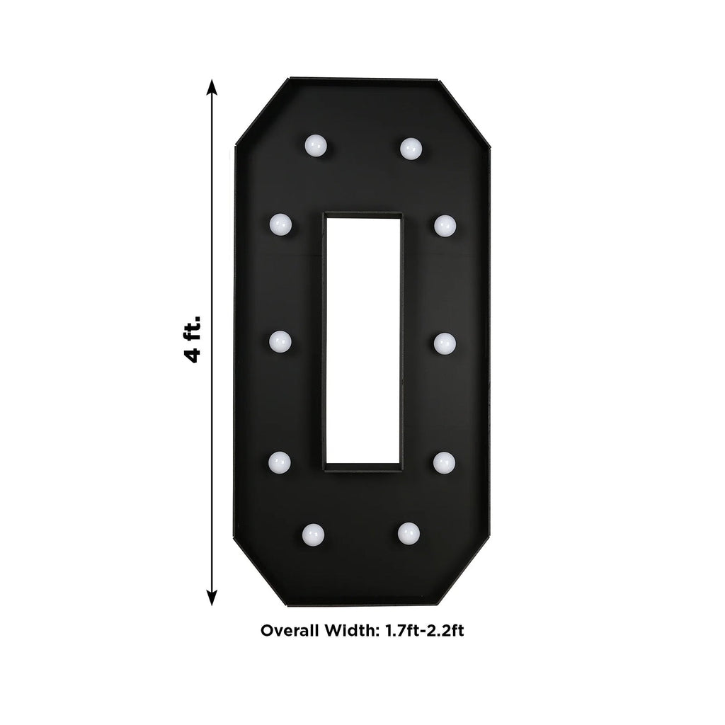 Giant LED Marquee Light Up Letter "O", Black 4ft Pre - Cut Foam Board with 10 Warm White Battery Operated LEDs, Glue Gun and Sticks - Bell Racket Store