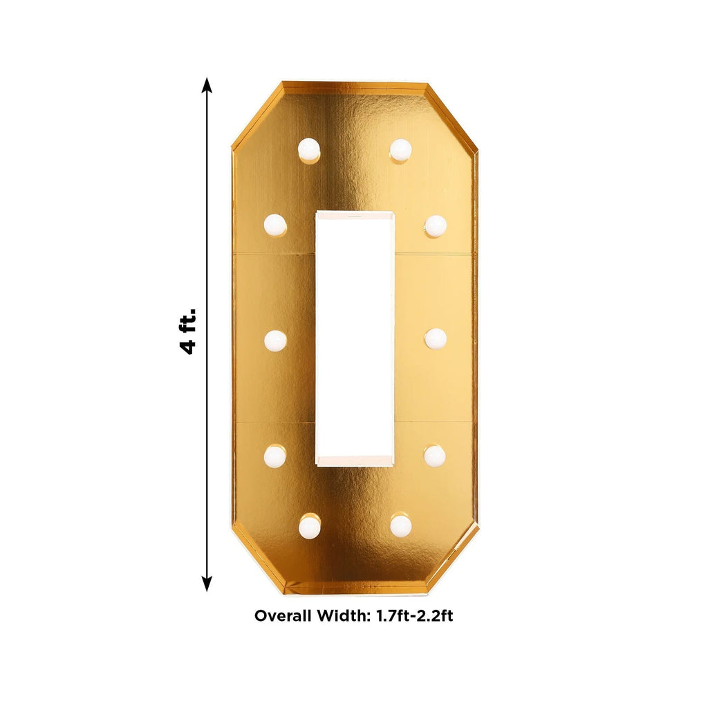 Giant LED Marquee Light Up Letter "O", Gold 4ft Pre - Cut Foam Board with 10 Warm White Battery Operated LEDs, Glue Gun and Sticks - Bell Racket Store