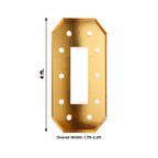 Giant LED Marquee Light Up Letter "O", Gold 4ft Pre - Cut Foam Board with 10 Warm White Battery Operated LEDs, Glue Gun and Sticks - Bell Racket Store