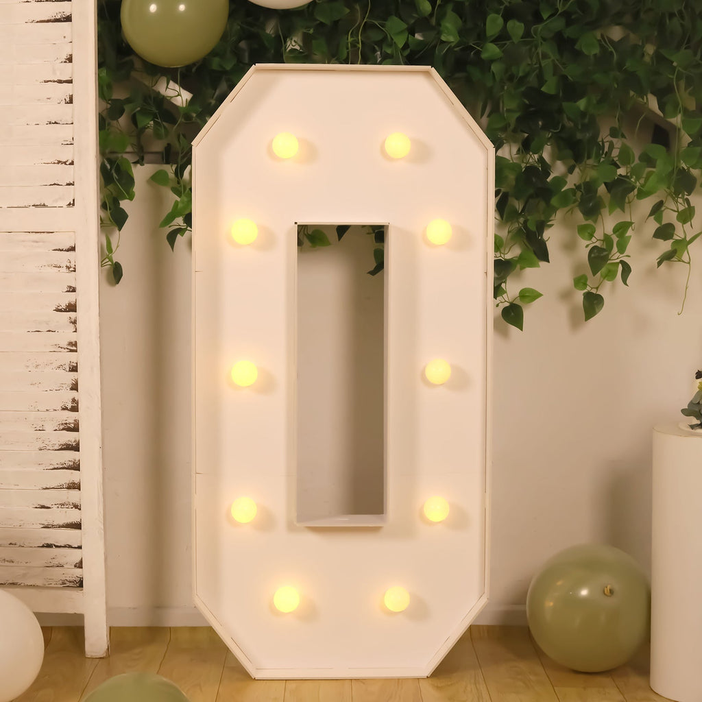 Giant LED Marquee Light Up Letter "O", White 4ft Pre - Cut Foam Board with 10 Warm White Battery Operated LEDs, Glue Gun and Sticks - Bell Racket Store