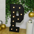 Giant LED Marquee Light Up Letter "P", Black 4ft Pre - Cut Foam Board with 10 Warm White Battery Operated LEDs, Glue Gun and Sticks - Bell Racket Store