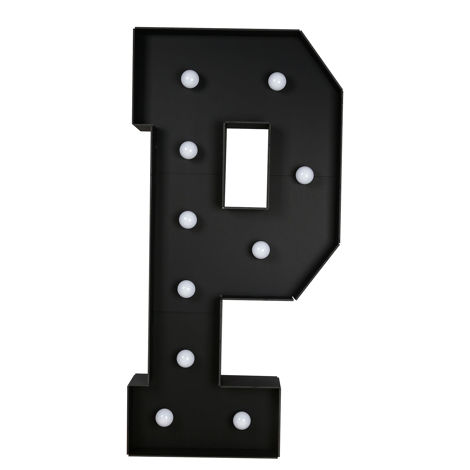 Giant LED Marquee Light Up Letter "P", Black 4ft Pre - Cut Foam Board with 10 Warm White Battery Operated LEDs, Glue Gun and Sticks - Bell Racket Store