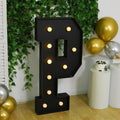 Giant LED Marquee Light Up Letter "P", Black 4ft Pre - Cut Foam Board with 10 Warm White Battery Operated LEDs, Glue Gun and Sticks - Bell Racket Store