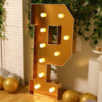 Giant LED Marquee Light Up Letter "P", Gold 4ft Pre - Cut Foam Board with 10 Warm White Battery Operated LEDs, Glue Gun and Sticks - Bell Racket Store